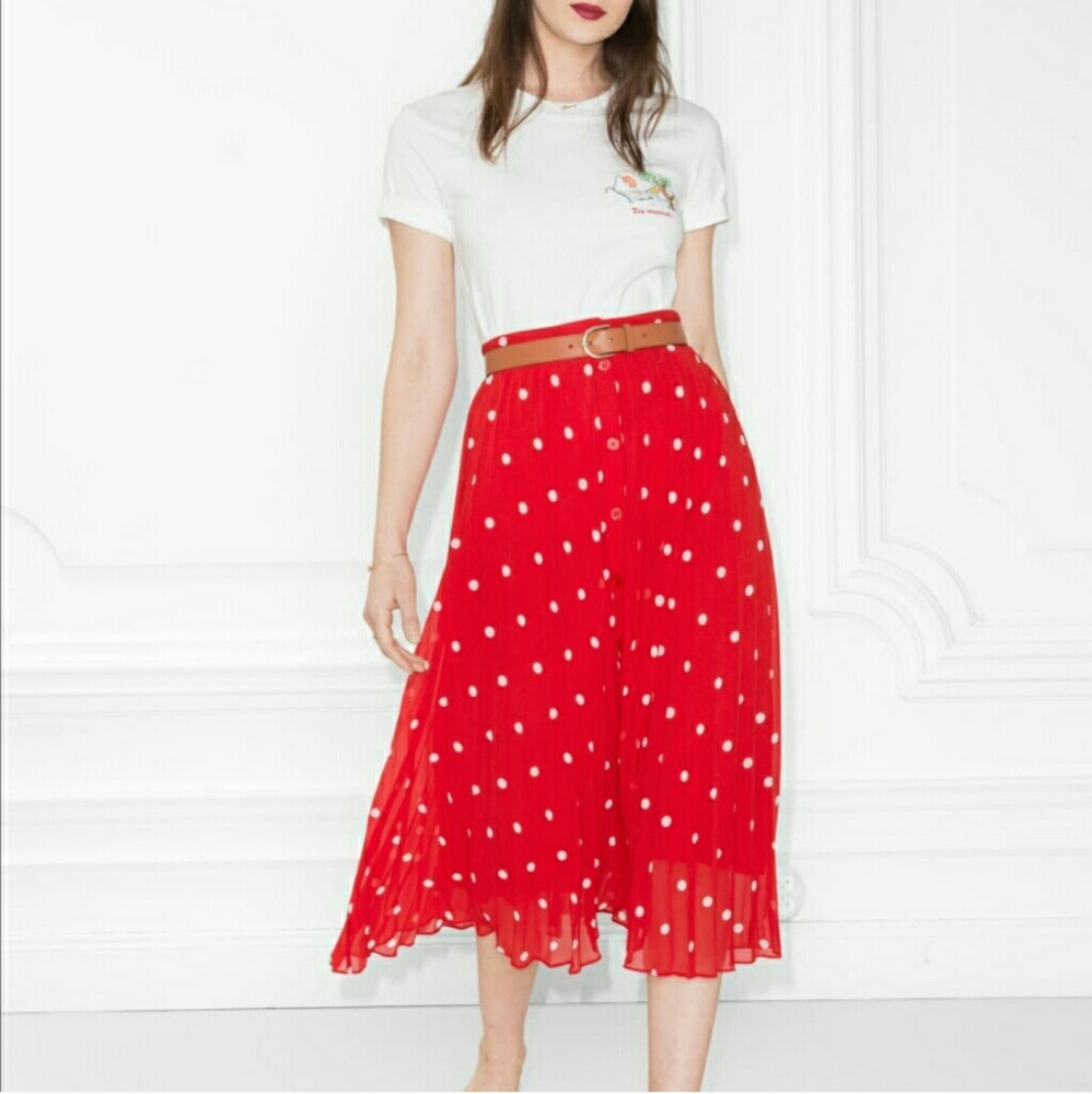 Polka dot pleated skirt